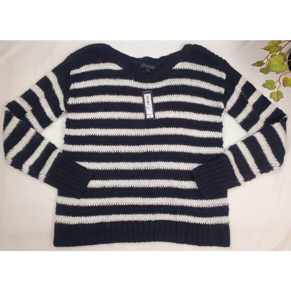 NWT Worthington Top L Black White Striped Long Sleeve Chunky Sweater Size Large - Picture 9 of 12